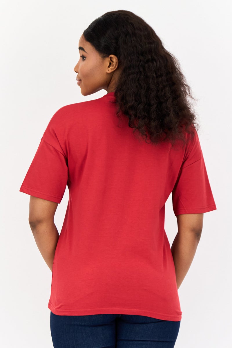 Harry Potter Women Crew Neck Short Sleeve Brand Logo T-Shirt, Red - Image 4